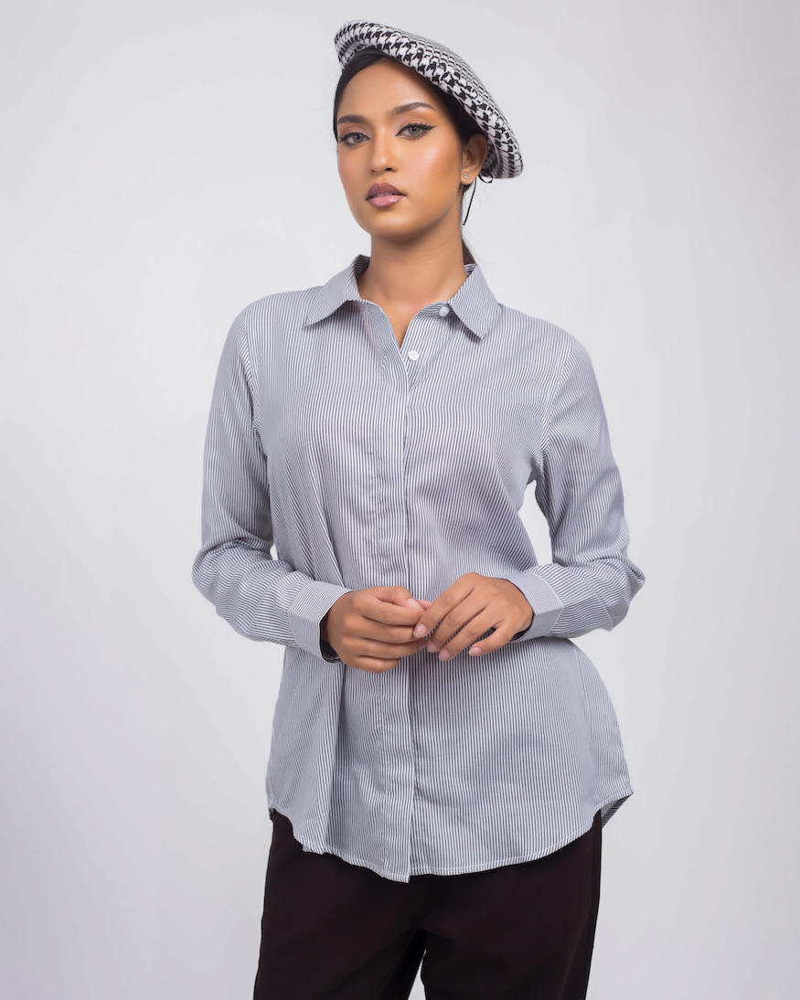 LOGO | Ethical Clothing Brand. Made In Nepal | Women's Stripe Shirt